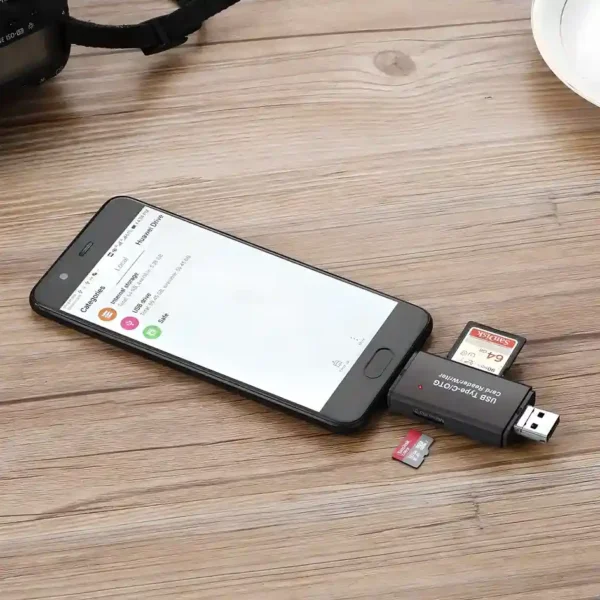 Adaptador de SD y micro SD a USB o USB tipo C NDOOL 3 en 1 USB 3.0 lector de tarjeta negro compatible múltiples dispositivos Tecnologia y widgets mx 1