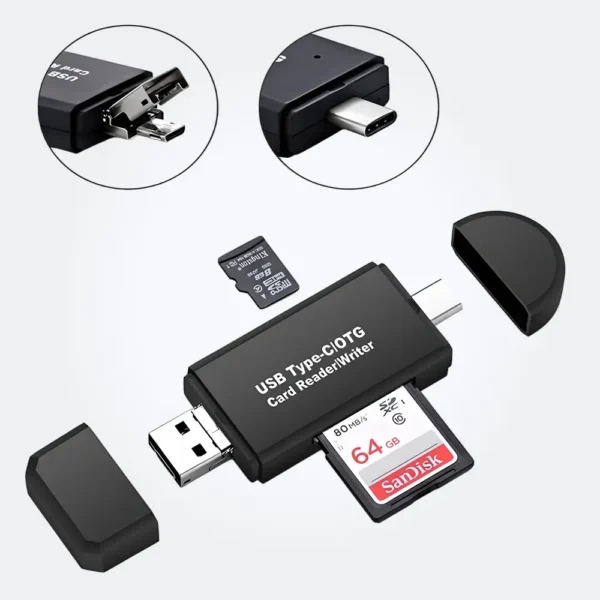 Adaptador de SD y micro SD a USB o USB tipo C NDOOL 3 en 1 USB 3.0 lector de tarjeta negro compatible múltiples dispositivos Tecnologia y widgets mx