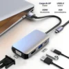 Autbye Adaptador USB C a HDMI VGA 4 en 1 USB 3.0 Hub 4K HDMI Tipo-C a HDMI VGA USB 60W PD Convertidor tecnologia y widgets mx 3