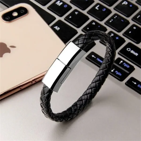 Cargador tipo C Pulsera de Cuero WYBU blanco negro marron tecnologia y widgets mx 6