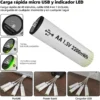 FreshFun Pilas Recargables AA Paquete 4 Baterías Recargables 1.5V Alta Capacidad Carga 2200 mWh 1460 mAh Litio Carga Rápida USB Tipo C tecnología y widgets mx 1