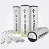 FreshFun Pilas Recargables AA Paquete 4 Baterías Recargables 1.5V Alta Capacidad Carga 2200 mWh 1460 mAh Litio Carga Rápida USB Tipo C tecnología y widgets mx