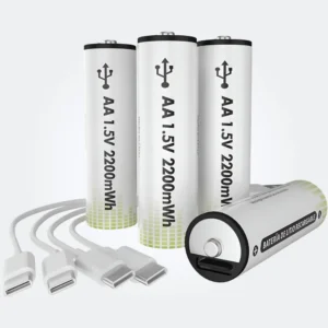 FreshFun Pilas Recargables AA Paquete 4 Baterías Recargables 1.5V Alta Capacidad Carga 2200 mWh 1460 mAh Litio Carga Rápida USB Tipo C tecnología y widgets mx