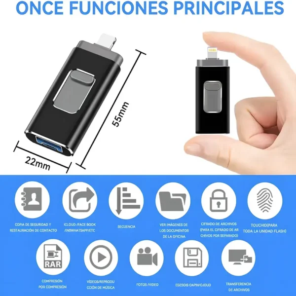 Memoria USB 4 en 1 Flash Drive 64 GB tecnologia y gadgets mx 3