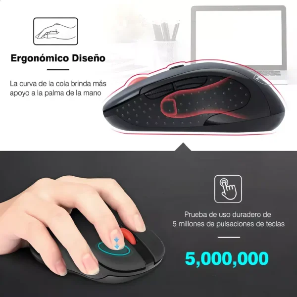 Mouse Inalambrico para pc 2,4G ergonómico DPI 5 niveles compatibilidad universal portable Tecnología y widgets mx 1