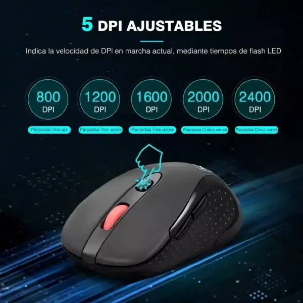 Mouse Inalambrico para pc 2,4G ergonómico DPI 5 niveles compatibilidad universal portable Tecnología y widgets mx 2