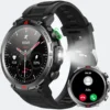Reloj inteligente militar 1.45 pulgadas LED linterna 3ATM impermeable Smartwatch 100 modos deportes Fitness Tracker monitor ritmo cardíaco sueño iOS Android tecnologia y gadgets mx