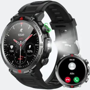 Reloj inteligente militar 1.45 pulgadas LED linterna 3ATM impermeable Smartwatch 100 modos deportes Fitness Tracker monitor ritmo cardíaco sueño iOS Android tecnologia y gadgets mx