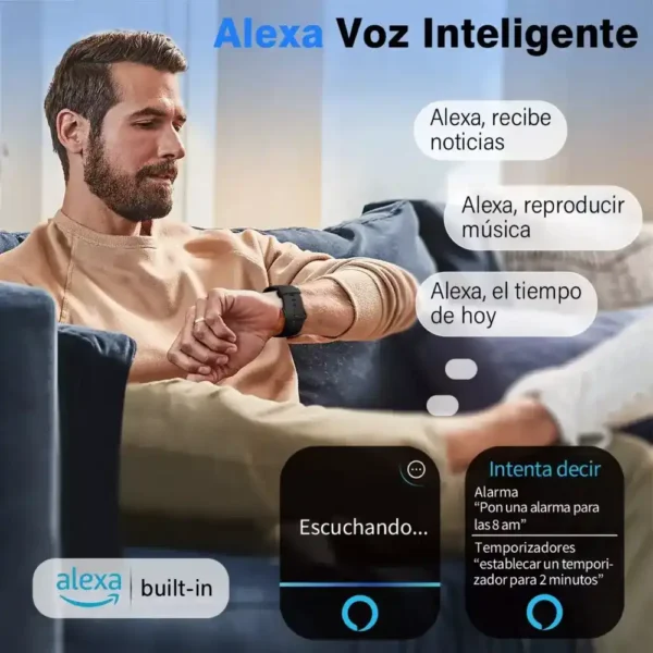Smart Watch con asistente de voz AITAFY 1.8 pulgadas HD táctil Alexa Bluetooth llamadas ritmo cardíaco oxígeno en sangre 100 modos deportivos IP68 Android iOS tecnología y gadgets mx 1