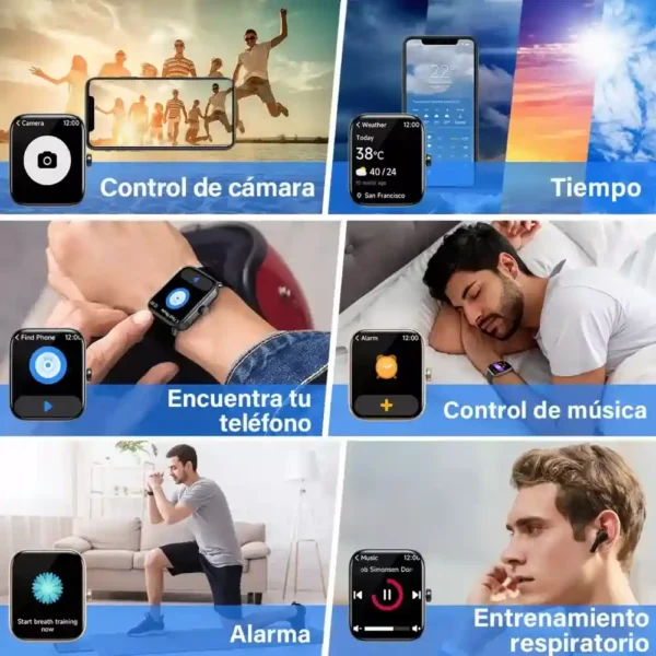 Smart Watch con asistente de voz AITAFY 1.8 pulgadas HD táctil Alexa Bluetooth llamadas ritmo cardíaco oxígeno en sangre 100 modos deportivos IP68 Android iOS tecnología y gadgets mx 3