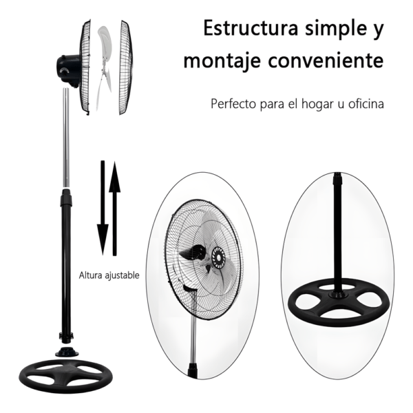Abanico de Pedestal Pro 3 Aspas Metálicas 60W para Hogar y Oficina Tecnología y gadgets mx 3