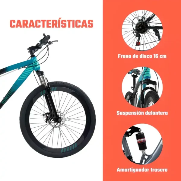 Bicicleta Montaña Profesional R26 21v Frenos Disco Cuadro L Turquesa Tecnología y Gadgets MX 2