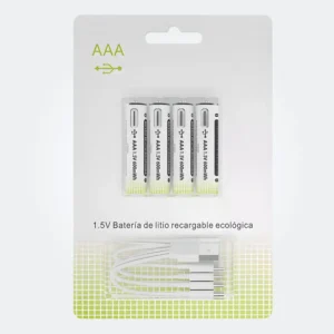 FreshFun AAA Baterías Recargables 600mAh USB-C Carga Rápida Pack de 4 Tecnología y Gadgets MX