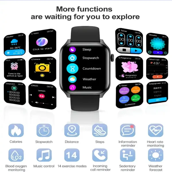 LOLO Smartwatch Negro Impermeable Unisex IP67 Android iOS 14 Modos Salud Bluetooth Tecnología y Gadgets MX 1