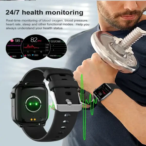 LOLO Smartwatch Negro Impermeable Unisex IP67 Android iOS 14 Modos Salud Bluetooth Tecnología y Gadgets MX 4