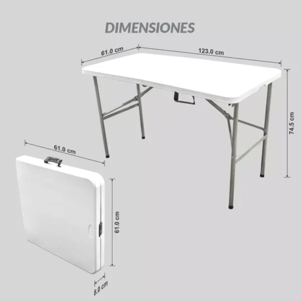 Mesa Plegable de Plástico Portátil 1.23 m de Portafolio Event Color Blanco Tecnología y gadgets mx 1