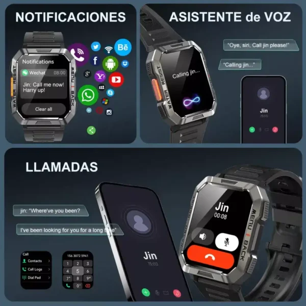 Reloj inteligente Smart Watch militar para hombre Blackview W60 Bluetooth 2.1 Sports IP68 900mah linterna tecnología y gadgets mx 3