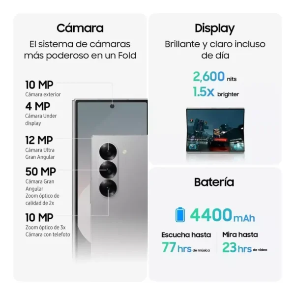 Samsung Galaxy Z Fold6 5G Dual SIM Azul Oscuro, 256 GB, 12 GB RAM Tecnología y Gadgets MX 2