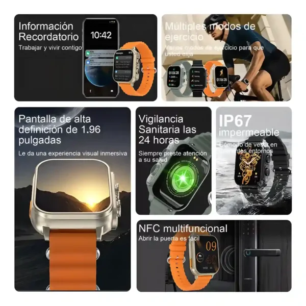 Smart Watch cuadrado a prueba de agua con audífonos inalámbricos N22 tecnología y gadgets mx 1