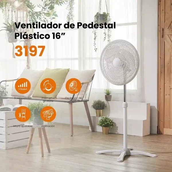 Ventilador De Pedestal Mytek de 16 Pulgadas Modelo 3197 Blanco Tecnología y Gadgets MX 1