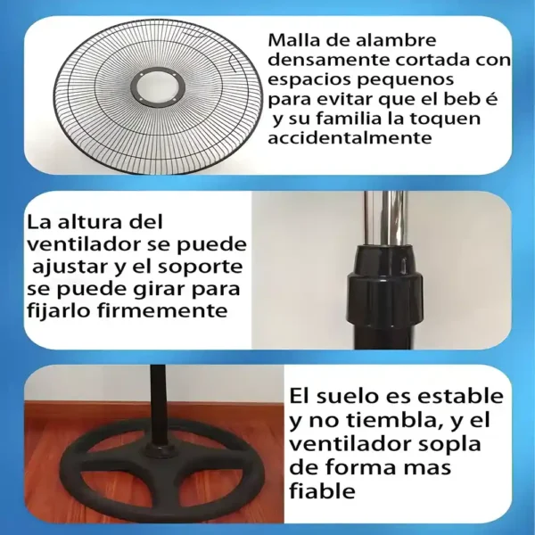 Ventilador Metálico 3 en 1 de 18 Pulgadas para Pedestal, Mesa y Pared Tecnología y gadgets MX 2