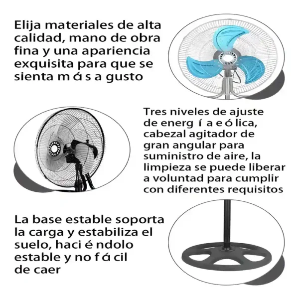 Ventilador Metálico 3 en 1 de 18 Pulgadas para Pedestal, Mesa y Pared Tecnología y gadgets MX 3
