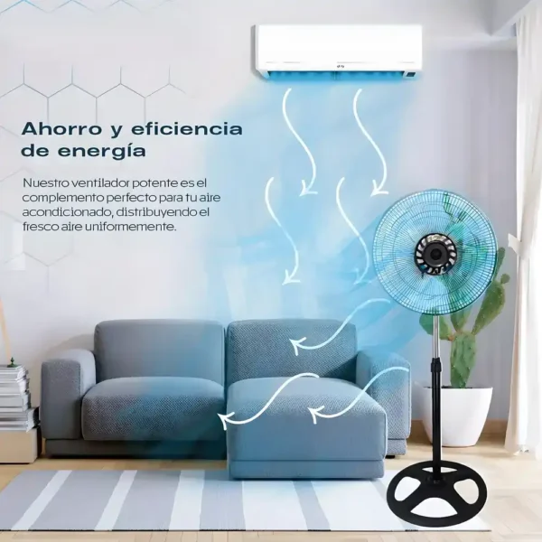 Ventilador Pro 3 en 1, Piso, Pared y Pedestal con 5 Aspas de Aluminio, Tecnología y Gadgets MX 5
